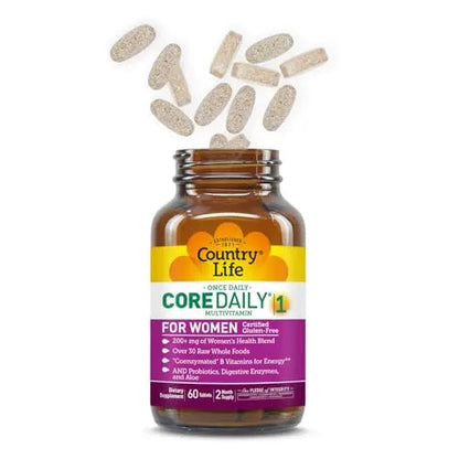 Country Life Women’s Core 1 Daily Multivitamin with Iron, Cranberry, Probiotics, and Digestive Enzymes-Certified Gluten-Free Formula for Energy Country LifeBuy Supplements Australia