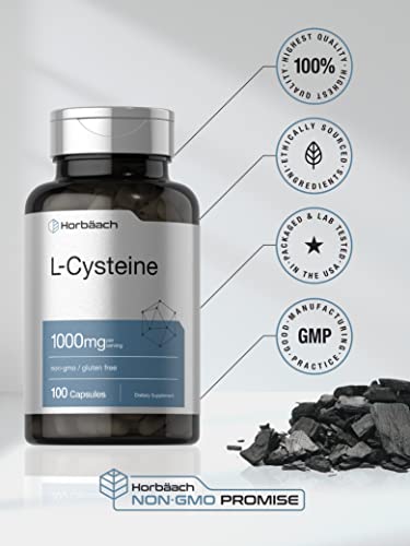 L-Cysteine 1000mg | 100 Powder Capsules | Non-GMO, Gluten Free Supplement HorbäachBuy Supplements Australia