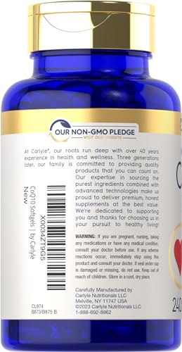 Carlyle CoQ10 100mg | 240 Softgels | Mega Q-Sorb Coenzyme Q-10 | with Black Pepper CarlyleBuy Supplements Australia