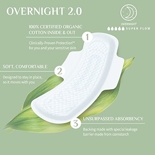 Organyc New and Improved 100% Certified Organic Cotton Overnight Feminine Pads OrganycBuy Supplements Australia