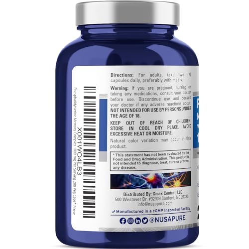 NusaPure Phosphatidylserine Memory Ultimate Complex 1000mg 200 Vegetarian Caps NusaPureBuy Supplements Australia