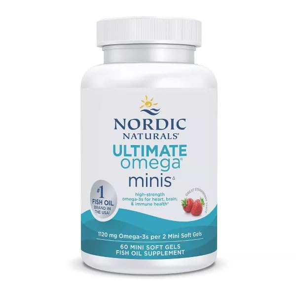 Nordic Naturals Ultimate Omega Minis, Strawberry Flavor - 60 Minis Soft Gels - 1120 mg Omega-3 - High-Potency Fish Oil Supplement - EPA & DHA - Promotes Brain & Heart Health - 30 Servings Nordic NaturalsBuy Supplements Australia