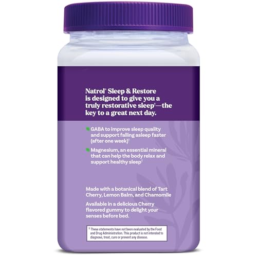 Natrol Sleep & Restore Magnesium Glycinate Blend Gummies, Magnesium for Sleep Aids for Adults, Melatonin-Free, Cherry Flavored, 30 Day Supply NatrolBuy Supplements Australia
