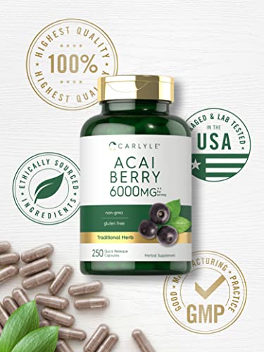 Carlyle Acai Berry Capsules 6000mg | 250 Count | Non-GMO & Gluten Free Acai Berry CarlyleBuy Supplements Australia