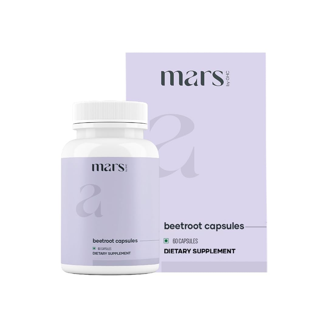 MarsbyGHC Natural Beetroot Capsules | with Garlic, Blueberry, Pomegranate & L-Arginine | Plant-Based Supplement | Pack of 1 mars by GHCBuy Supplements Australia