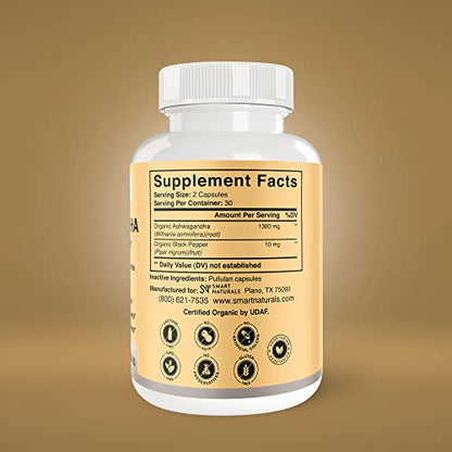 Smart Naturals Organic Ashwagandha with Black Pepper Herbal Supplements, Relieves Smart NaturalsBuy Supplements Australia