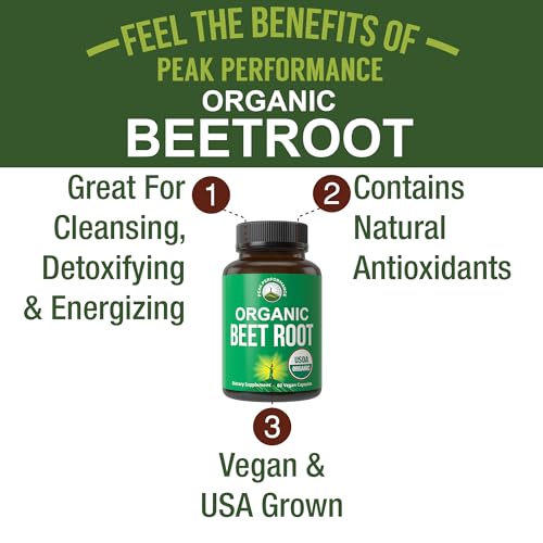 USDA Organic Beet Root Vegan Capsules. Beets Juice Powder Super Food Pills 1200 mg Peak PerformanceBuy Supplements Australia