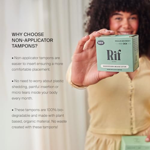 Rif Care Organic Cotton Non Applicator Tampons Regular Absorbency 18 Count Rif careBuy Supplements Australia