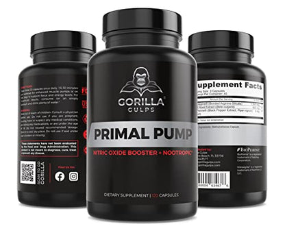 Gorilla Gulps - Primal Pump Nitric Oxide Supplement Nootropic 1500mg Nitrosigine L Gorilla GulpsBuy Supplements Australia