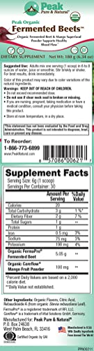 Peak Pure & Natural Peak Organic Fermented Beets - Organic Fermented Beet Powder Superfood Drink Powder - Nitric Oxide Supplement Support for Normal Blood Pressure