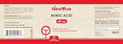 NewVue Boric Acid Vaginal Suppositories - 100% Pure Made in USA - Intimate Health Support (30 Count) NewVueBuy Supplements Australia