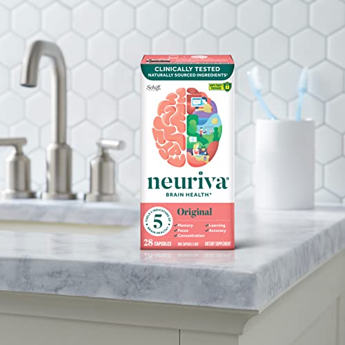 NEURIVA Original Decaffeinated Clinically Tested Nootropic Brain Supplement for Memory, Focus & Concentration, NeuroFactor & Phosphatidylserine, 28ct Capsules NEURIVABuy Supplements Australia