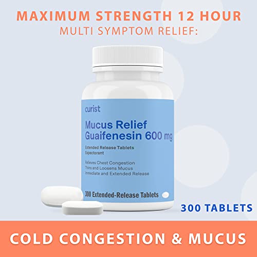 Curist Guaifenesin 600 mg Extended Release Tablets (300 Dye-Free Tablets) - Expectorant CuristBuy Supplements Australia