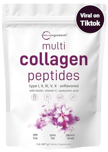 Multi Collagen Protein Powder, 2 Pounds – Type I,II,III,V,X with Biotin 10000mcg Micro IngredientsBuy Supplements Australia