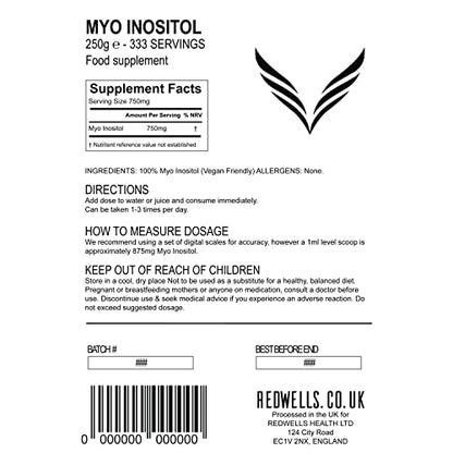 Myo Inositol Powder REDWELLS PCOS & Fertility GMO Free Vegan - 250g Pack REDWELLSBuy Supplements Australia