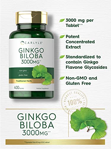 Carlyle Ginkgo Biloba 3000mg | 400 Tablets | Non-GMO, Gluten Free CarlyleBuy Supplements Australia