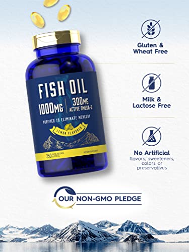 Fish Oil 1000mg | 300mg Omega 3 | 250 Count | Non-GMO and Gluten Free Supplement CarlyleBuy Supplements Australia