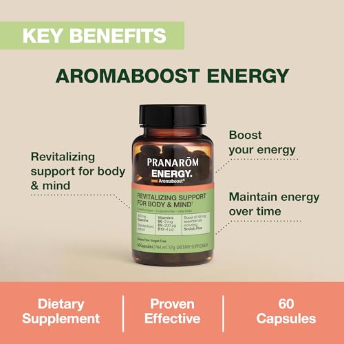 Pranarom - Aromaboost Energy Herbal Supplement - for Physical and Mental Fatigue - Guarana - Vitamins B6 B9 B12 - Pure Scots Pine Essential Oil - 60 Count PranaromBuy Supplements Australia