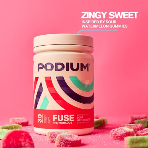Podium Nutrition, Fuse Pre Workout Powder, Sour Watermelon, 30 Servings, Beta Alanine Podium NutritionBuy Supplements Australia