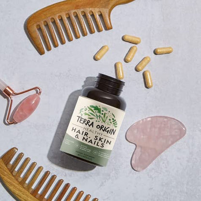 TERRA ORIGIN Healthy Hair, Skin and Nails Supplement | Collagen, Biotin, Horsetail & B-Complex | Supports Hair Strength, Skin Elasticity & Nail Growth | Vitamins for Women and Men | 60 Capsules TERRA ORIGINBuy Supplements Australia