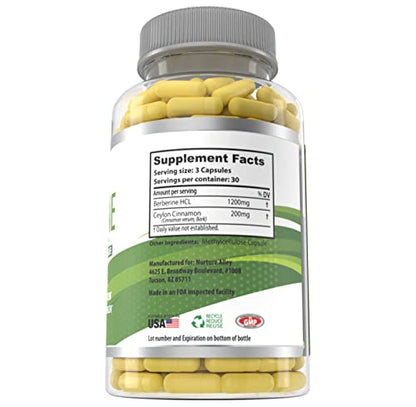 Nurture Alley Berberine Complex - Berberine HCL 1200mg Plus Organic Ceylon Cinnamon NURTURE ALLEYBuy Supplements Australia