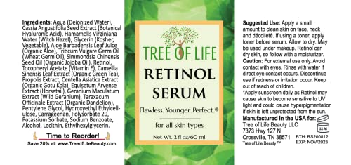 Tree of Life Retinol Serum for Face w/Hydrating Hyaluronic Acid for Wrinkle Soothing Tree of Life BeautyBuy Supplements Australia