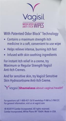 Vagisil Anti-Itch Medicated Feminine Intimate Wipes for Women, Maximum Strength, Gynecologist Tested VagisilBuy Supplements Australia