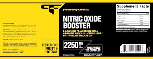 Primaforce Nitric Oxide Booster (2,250mg, 120 Capsules) - 40 Servings of Our High Potency PrimaforceBuy Supplements Australia