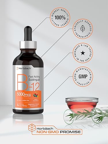 B-12 | 5000mcg | 4oz | Natural Berry Flavor Fast-Acting Sublingual Liquid Vitamin HorbäachBuy Supplements Australia