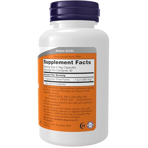 NOW Supplements, L-Tryptophan 500 mg, Encourages Positive Mood*, Supports Relaxation NOWBuy Supplements Australia