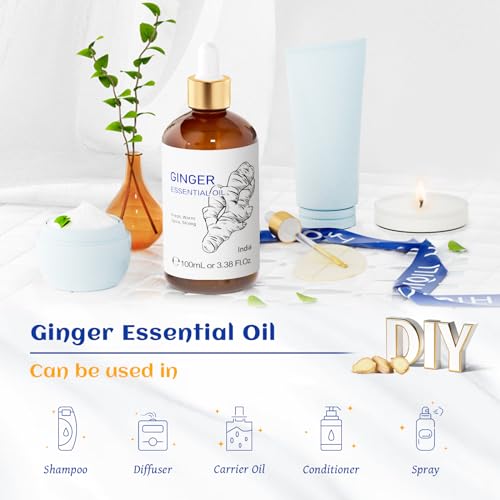 HIQILI Pure Ginger Essential Oil 3.38 Fl Oz, Pure Natural Premium Ginger Oil for Massage HIQILIBuy Supplements Australia