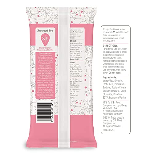 Summer's Eve Sheer Floral Daily Refreshing Feminine Wipes, Removes Odor, pH balanced Summer's EveBuy Supplements Australia