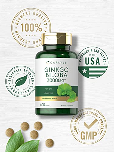 Carlyle Ginkgo Biloba 3000mg | 400 Tablets | Non-GMO, Gluten Free CarlyleBuy Supplements Australia