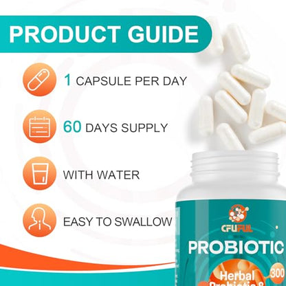 Probiotics for Women & Men - 300 Billion CFU & 24 Strains Probiotic with 15 Organic Herbs CfufulBuy Supplements Australia