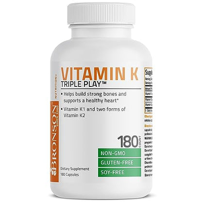 Vitamin K Triple Play (Vitamin K2 MK7 / Vitamin K2 MK4 / Vitamin K1) Full Spectrum BronsonBuy Supplements Australia