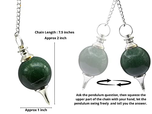 Green Aventurine Crystal Ball Pendulum for Divination - Dowsing Pendulum Necklace with Chain Amazing GemstoneBuy Supplements Australia