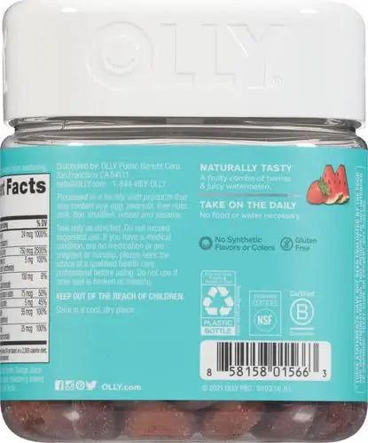 OLLY Teen Girl Multi Gummy, Healthy Skin and Immune Support, 15 Essential Vitamins, Biotin, Zinc, Calcium, Chewable Multivitamin OLLY