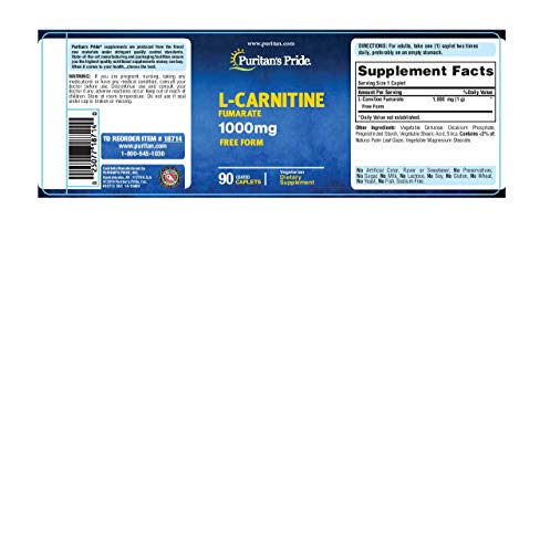 Puritan's Pride L-Carnitine Fumarate 1000 mg-90 Caplets Puritan's PrideBuy Supplements Australia