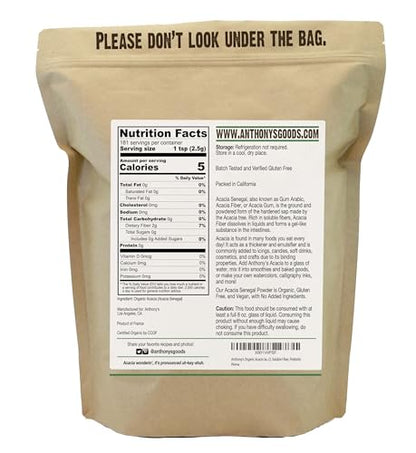 Anthony's Organic Acacia Senegal Powder, 1 lb, Batch Tested Gluten Free, Non GMO Anthony'sBuy Supplements Australia