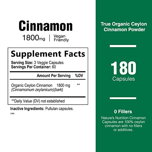 Pure Ceylon Cinnamon Capsules - Certified Organic Cinnamon Pills, Non-GMO, Dairy & Gluten Health Nutrition NaturalsBuy Supplements Australia