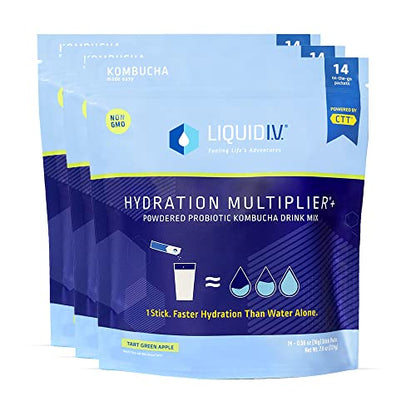 Liquid I.V. Hydration Multiplier + Probiotic Kombucha - Tart Green Apple - Hydration Powder