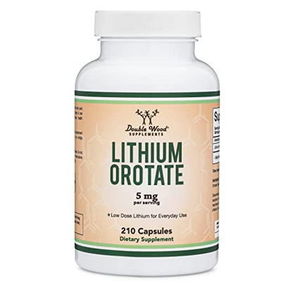 Lithium Orotate 5mg, 210 Capsules (Third Party Tested, Made in The USA