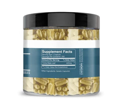 Earthborn Elements Yerba Mate Leaf 200 Capsules, Pure & Undiluted, No Additives Earthborn ElementsBuy Supplements Australia