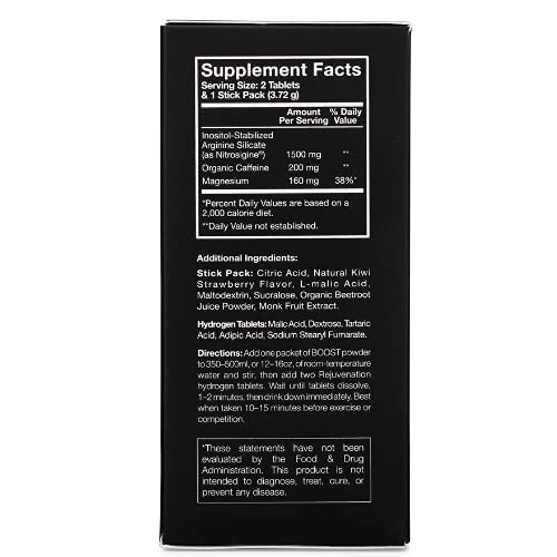 Pre Workout Mix & Nitric Oxide Booster, BOOST - Intense Performance, Energy, Endurance - Pre Workout Supplement with Caffeine, Hydrogen Tablets, Nitrosigine - 15 Servings