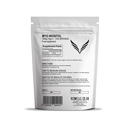 Myo Inositol Powder REDWELLS PCOS & Fertility GMO Free Vegan - 1kg Pack REDWELLSBuy Supplements Australia