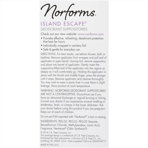 Norforms Feminine Deodorant Suppositories, Long Lasting Odor Control, Tropical Splash Scent NorformsBuy Supplements Australia