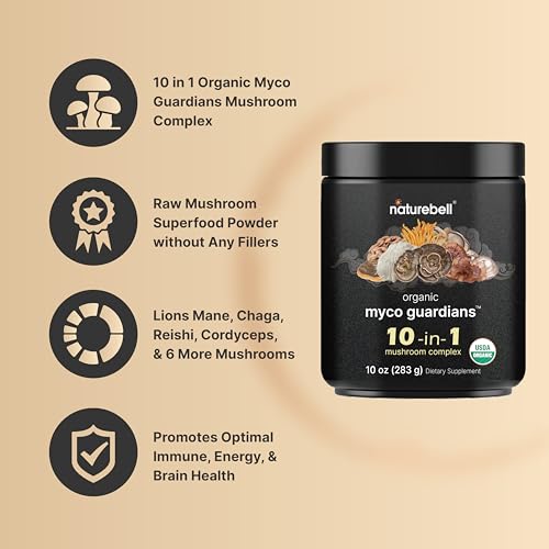 NatureBell Organic Myco Guardians 10 in 1 Mushroom Powder, 10oz | Fresh Superfood NatureBellBuy Supplements Australia