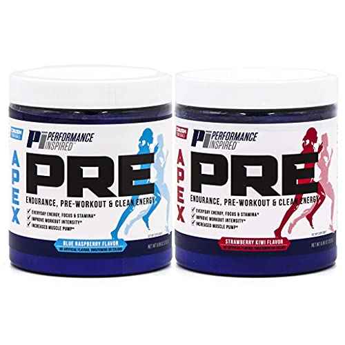 PERFORMANCE INSPIRED Nutrition - APEX Pre Workout Powder - Increase Energy & Endurance - Caffeine - Beta Alanine - All Natural - Vegan Formula - Strawberry Kiwi