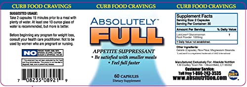 Absolute Nutrition, Curb Food Cravings, Absolutely Full, 60 Caps Absolute NutritionBuy Supplements Australia