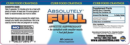 Absolute Nutrition, Curb Food Cravings, Absolutely Full, 60 Caps Absolute NutritionBuy Supplements Australia